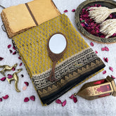 Vriksham Yellow Printed Maheshwari Cotton Silk Saree-Handloom -VS4476