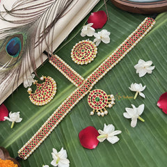 Vriksham Traditional Kemp Three Dot Tikka With Chandran Suriyan-Red Green-G19643