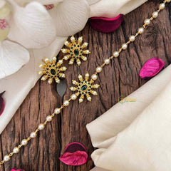 Vriksham Green Kemp Stone & Pearl Circle Choker Neckpiece-G21799