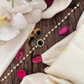 Vriksham Royal Crimson Square-Cut Green Emerald & Pearl Choker Neckpiece-G21801