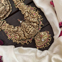 Vriksham Unique Antique Gold Lakshmi Temple Style 1 gm Gold Bridal Set-Gold Bead-G20430