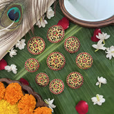 Vriksham Traditional Kemp Round Style Floral Jadai Billai-Red Green-G19700