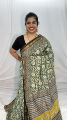 Green Maheshwari Cotton Silk Saree -Handloom Maheshwari Saree-VS3645