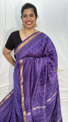 Vriksham Purple Printed Maheshwari Cotton Silk Saree-Handloom -VS4469