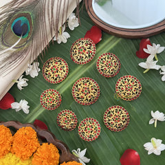 Vriksham Traditional Kemp Round Style Floral Jadai Billai-Red Green-G19700