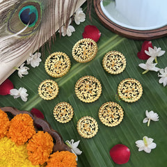 Vriksham Traditional Kemp Round Style Floral Jadai Billai-Red Green-G19700