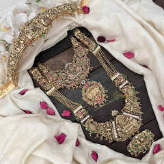 Vriksham Godess Lakshmi With Elegant Peacock Style 1 gm Gold Bridal Set-Gold Bead-Pearl-G20431