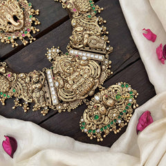 Vriksham Godess Lakshmi With Elegant Peacock Style 1 gm Gold Bridal Set-Gold Bead-Pearl-G20431