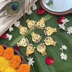 Vriksham Traditional Kemp Kumudha Jadai Billai-Red Green-Pearl-G19699