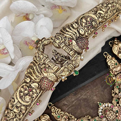 Vriksham Godess Lakshmi With Elegant Peacock Style 1 gm Gold Bridal Set-Gold Bead-Pearl-G20431