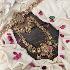 Vriksham Classic Elegant Peacock With Floral Style 1 gm Gold Bridal Set-Gold Bead-G20432