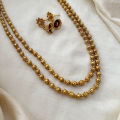 Simple Gold Look Alike 2 Layered Beaded Malai-G13365