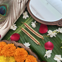 Vriksham Gold Look Traditional Kemp Maatil- Red-Pearl-G19671