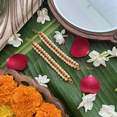 Vriksham Gold Look Traditional Kemp Maatil- Red-Pearl-G19671