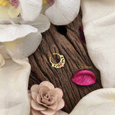 Vriksham Minimalist Bohemian Gold With Pink Center Stone Septum Ring-G20434