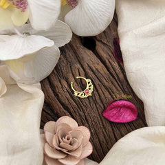 Vriksham Minimalist Bohemian Gold With Pink Center Stone Septum Ring-G20434