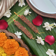 Vriksham Gold Look Alike Ruby Three Dot Red Green Traditional Kemp Maatil-G19655