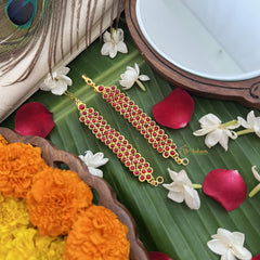 Vriksham Gold Look Alike Ruby Three Dot Red Green Traditional Kemp Maatil-G19655