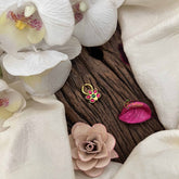 Vriksham Elegant Leaf Style Golden Kundan Jadau Septum Ring-Green Red-J3758