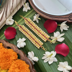 Vriksham Gold Look Alike Half Moon Red Traditional Kemp Maatil-Pearl-G19661