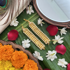 Vriksham Gold Look Alike Half Moon Red Traditional Kemp Maatil-Pearl-G19661