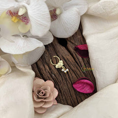 Vriksham Festive Indian Pink Stones With Pearl Drop Septum Ring-G20437