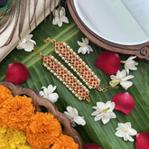 Vriksham Gold Look Alike Trio Red Traditional Kemp Maatil-Pearl-G19657