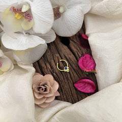 Vriksham Ethnic Gold-Toned With Blue Kundan Center Floral Septum Ring-G20442