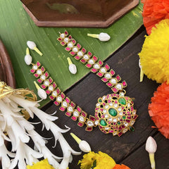 Vriksham Unique Leaf Style Floral Pendant Kundan Jadau Short Neckpiece-Removable Neckpiece-J4051