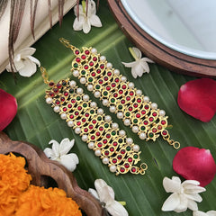 Vriksham Gold Look Peacock Traditional Kemp Maatil- Red Green-Pearl-G19664