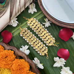 Vriksham Gold Look Peacock Traditional Kemp Maatil- Red Green-Pearl-G19664