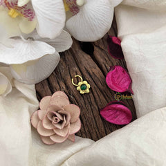 Vriksham Sun Floral Style Golden Kundan Jadau Septum Ring-Green-J3750