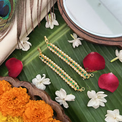 Vriksham Gold Look Traditional Kemp Maatil-Green-Pearl-G19672