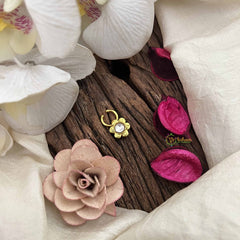 Vriksham Sun Floral Style Golden Kundan Jadau Septum Ring-White-J3747