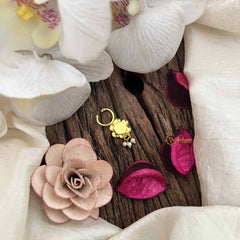 Vriksham Sun Floral Style Golden Kundan Jadau Septum Ring-Green-Pearl-J3749