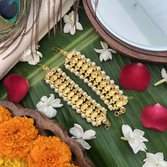 Vriksham Gold Look Mang Style Traditional Kemp Maatil- Red-Pearl-G19666