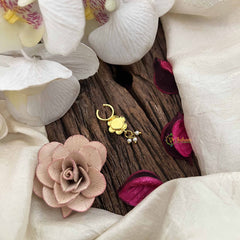 Vriksham Sun Floral Style Golden Kundan Jadau Septum Ring-Red-Pearl-J3751