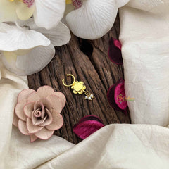 Vriksham Sun Floral Style Golden Kundan Jadau Septum Ring-White-Pearl-J3748