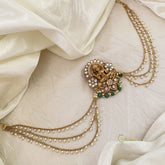 Lakshmi Bun Billai with Maatil -Bridal Jada Billai -Green Bead -Pearl Maatil -G10916