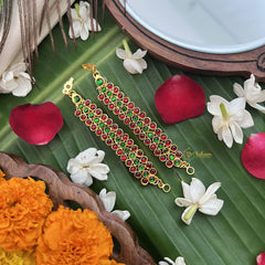 Vriksham Gold Look Alike Ruby & Emerald Three Dot Red Green Traditional Kemp Maatil-G19656