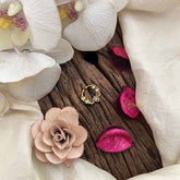 Vriksham Floral Motif Gold-Toned With Red White Septum Ring-G20465