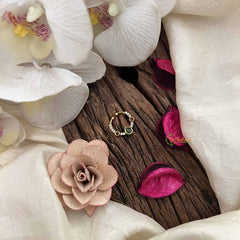 Vriksham Elegant Trio Shape Gold-Toned With White Green & Red Septum Ring-G20462