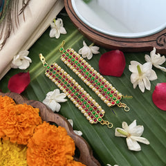 Vriksham Gold Look Alike Trio Red Green Traditional Kemp Maatil-Pearl-G19658