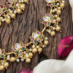 Vriksham Premium AD Stone Lotus Hasli-Gold-Red Green & White-G18611