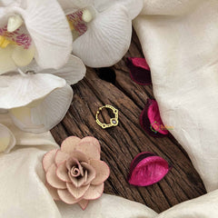 Vriksham Elegant Trio Shape Gold-Toned With White & Red Septum Ring-G20461