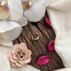 Vriksham Royal Pear With Star Shape Gold-Toned With Red White Septum Ring-G20454