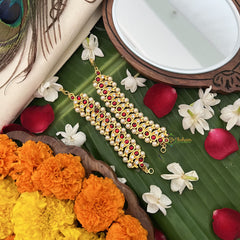 Vriksham Gold Look Mango Traditional Kemp Maatil-Red-Pearl-G19673