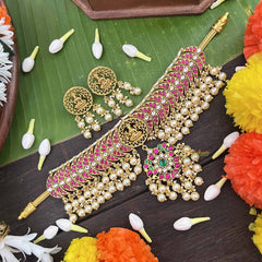 Vrikshamv Half Circle With Lakshmi Neckpiece-Pearls Coted-J4028