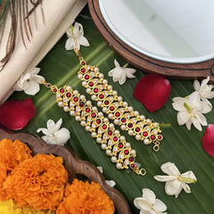 Vriksham Gold Look Mango Traditional Kemp Maatil-Red-Pearl-G19673