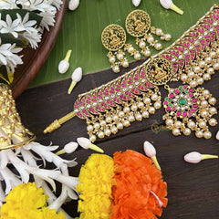 Vrikshamv Half Circle With Lakshmi Neckpiece-Pearls Coted-J4028